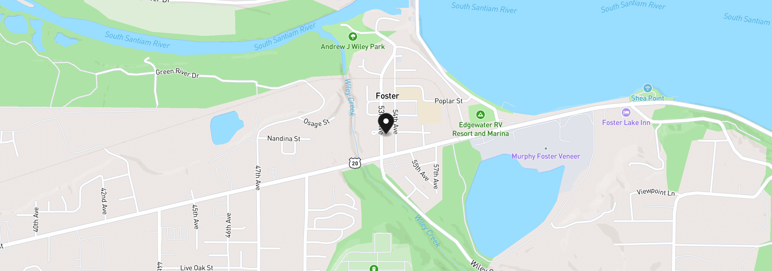 Map showing the location of 1383 53rd Ave, Sweet Home, OR 97386