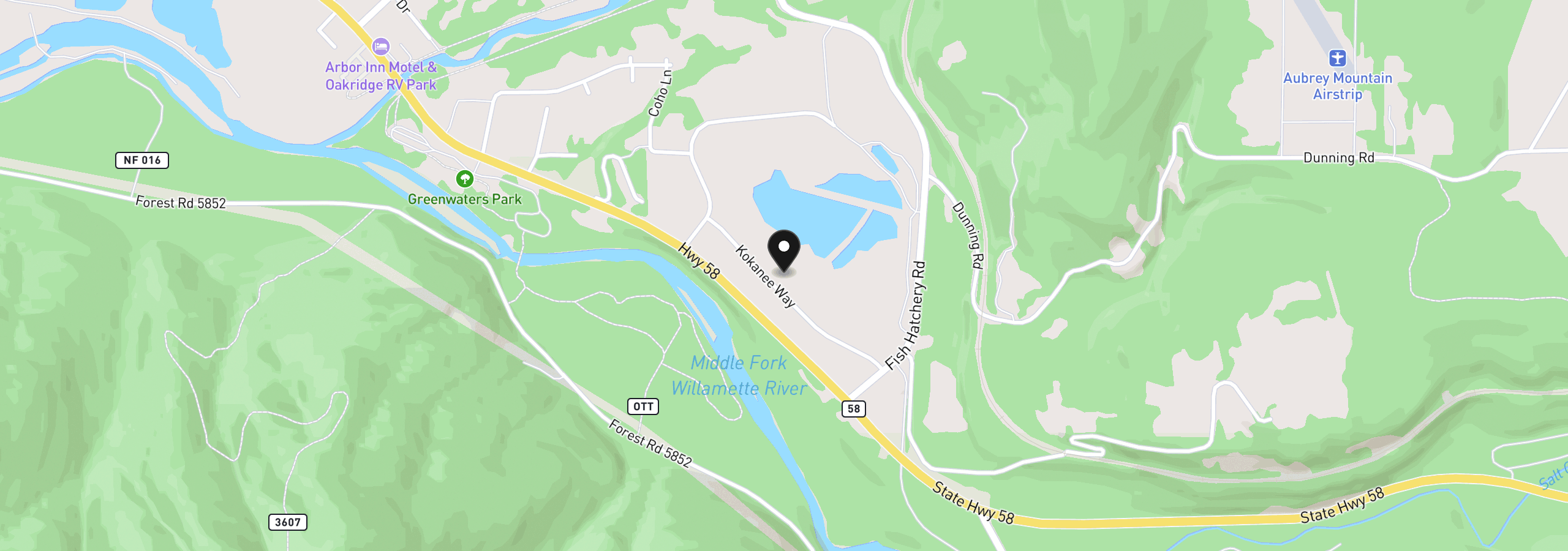 Map showing the location of Kokanee Way 24, Oakridge, OR 97463