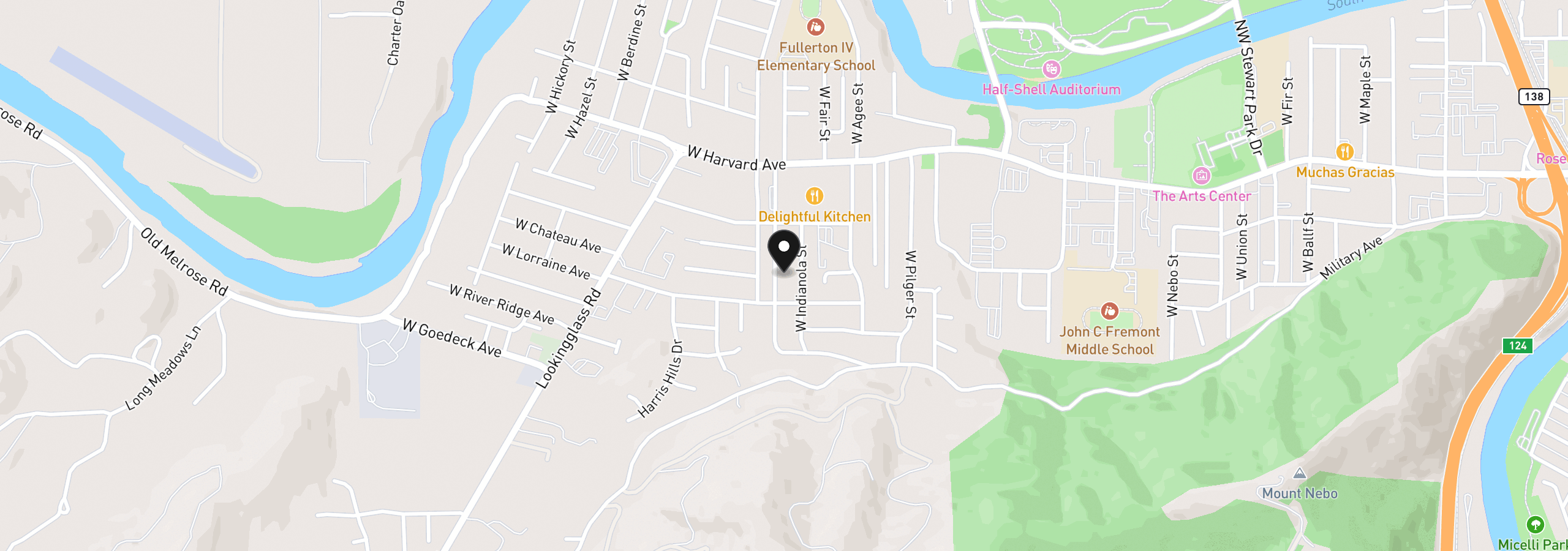 Map showing the location of 839 W Luellen Dr, Roseburg, OR 97471