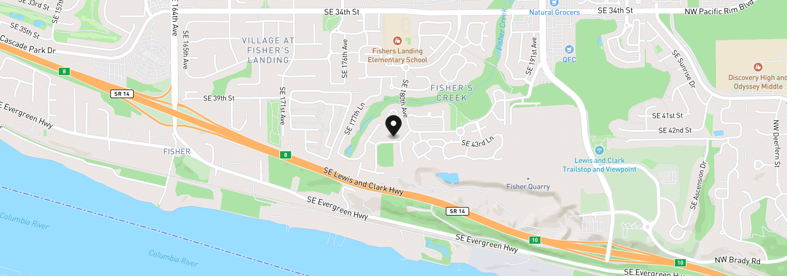 Map showing the location of 17916 SE 43rd St, Vancouver, Wa 98683