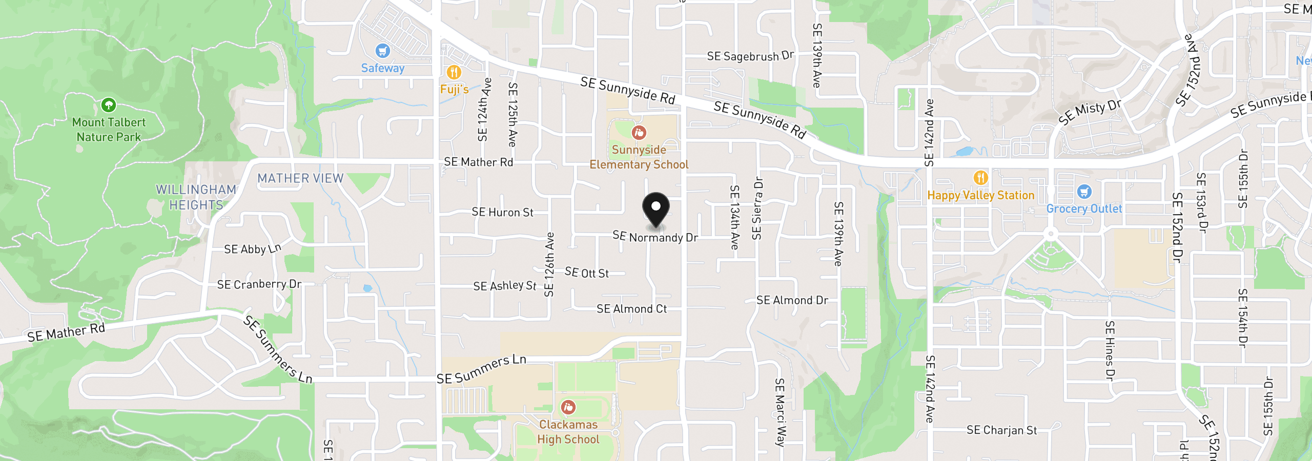 Map showing the location of 13115 SE Normandy Dr, Clackamas, OR 97015