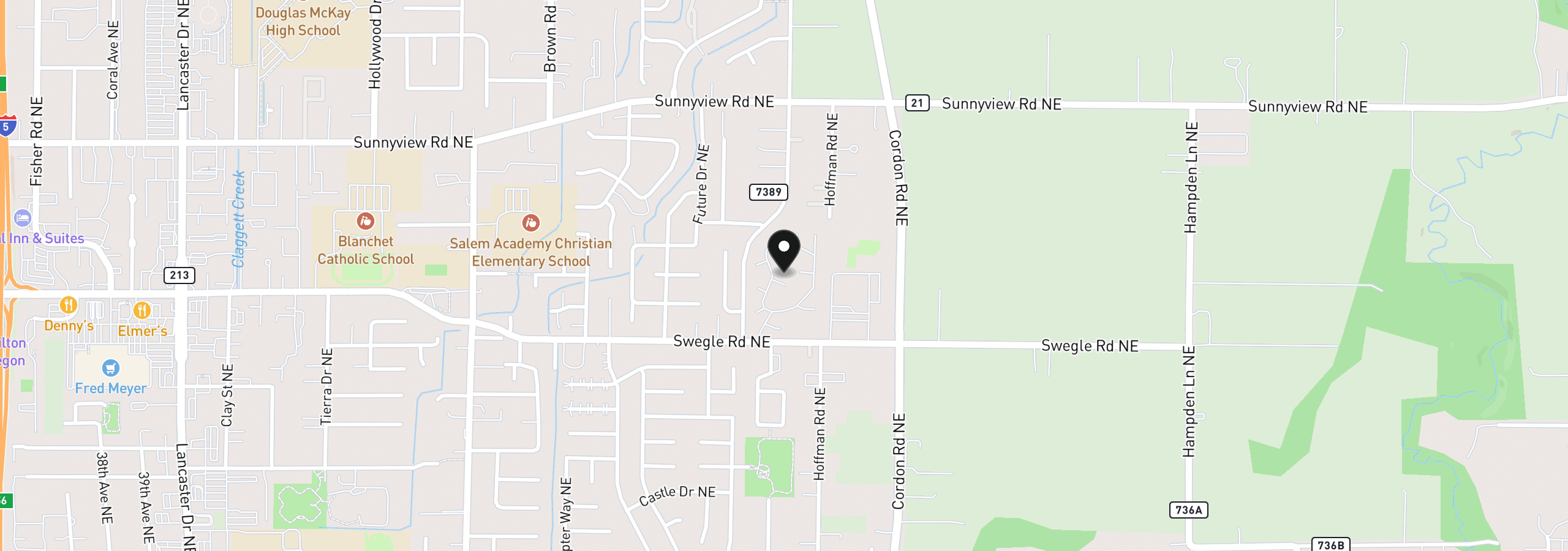 Map showing the location of 4915 NE Swegle Rd 59, Salem, OR 97301