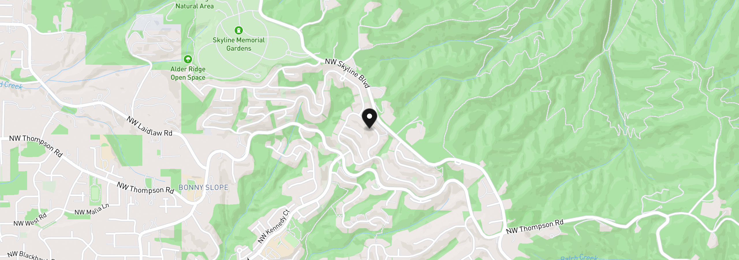 Map showing the location of 9212 NW McKenna Dr, Portland, OR 97229