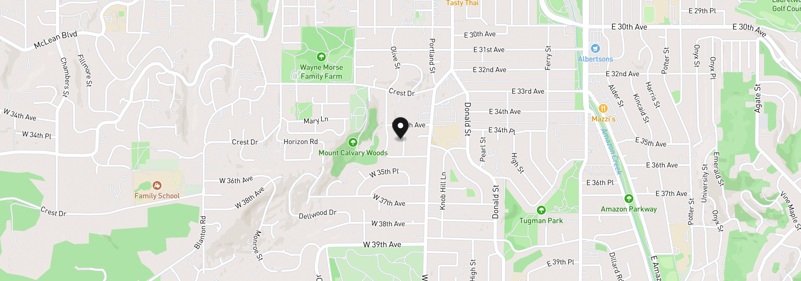 Map showing the location of 3460 McMillan St, Eugene, OR 97405