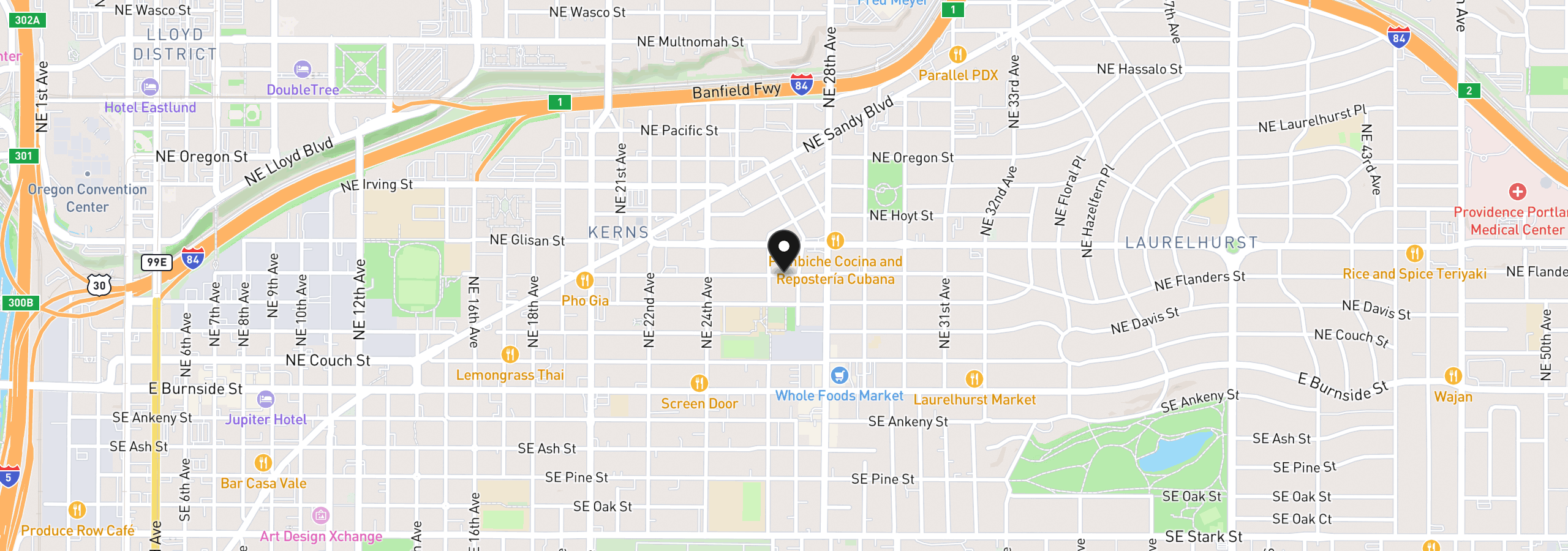 Map showing the location of 0 NE Flanders St, Portland, OR 97232