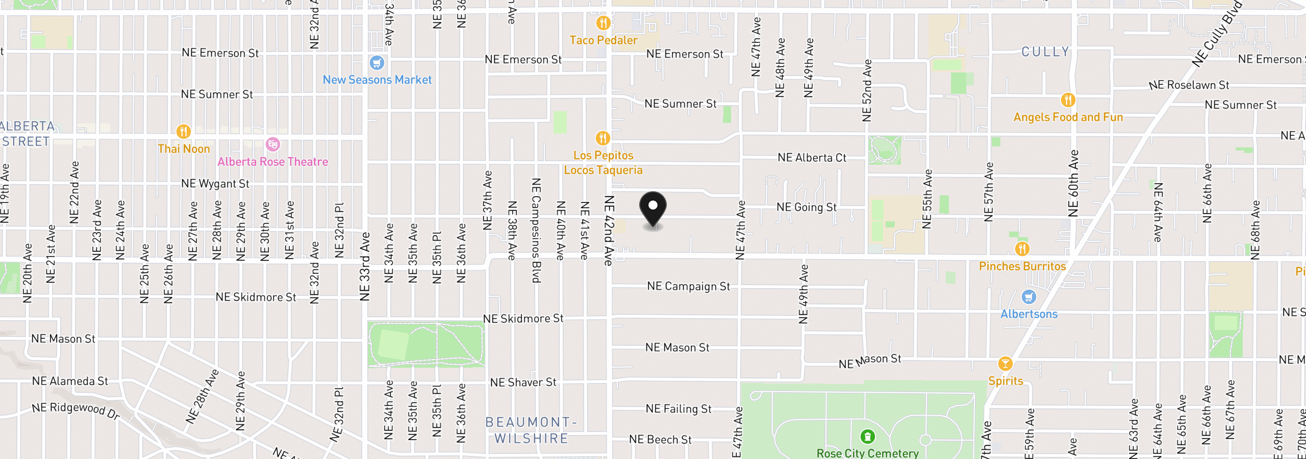 Map showing the location of 4368 NE Going St, Portland, OR 97218
