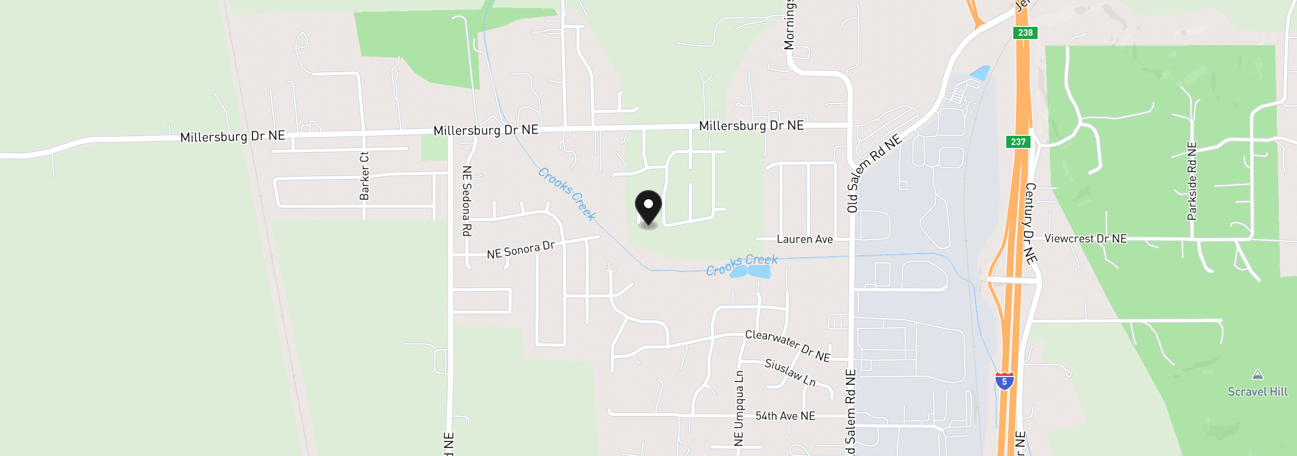 Map showing the location of 2944 NE Drift Ct, Albany, OR 97321