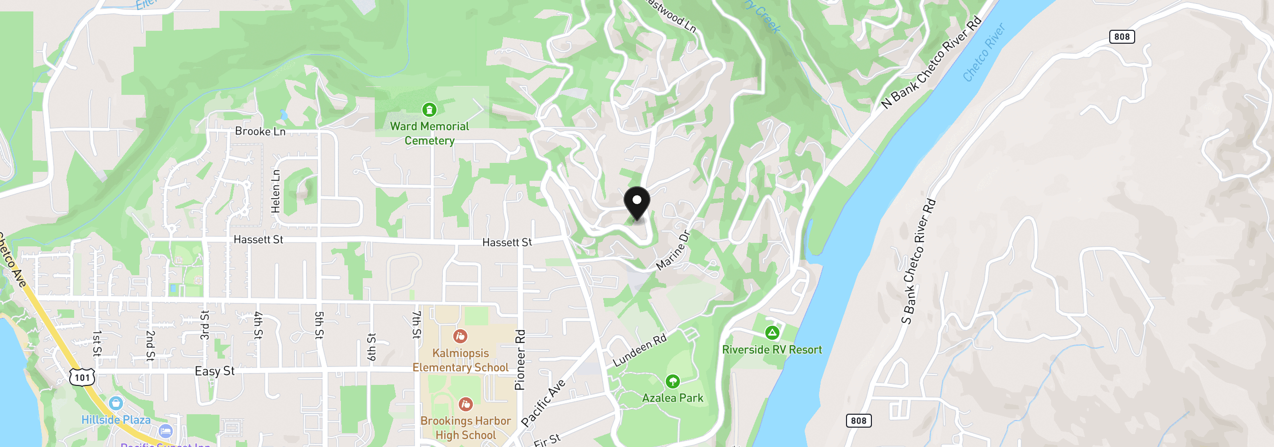 Map showing the location of 895 Marina Heights, Brookings, OR 97415