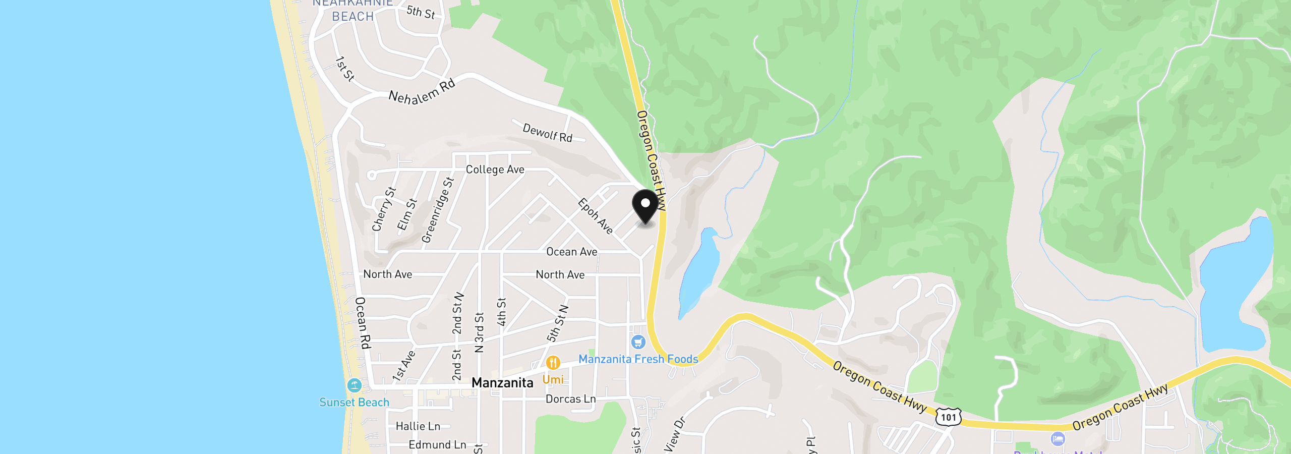 Map showing the location of 37835 19th St, Manzanita, OR 97130