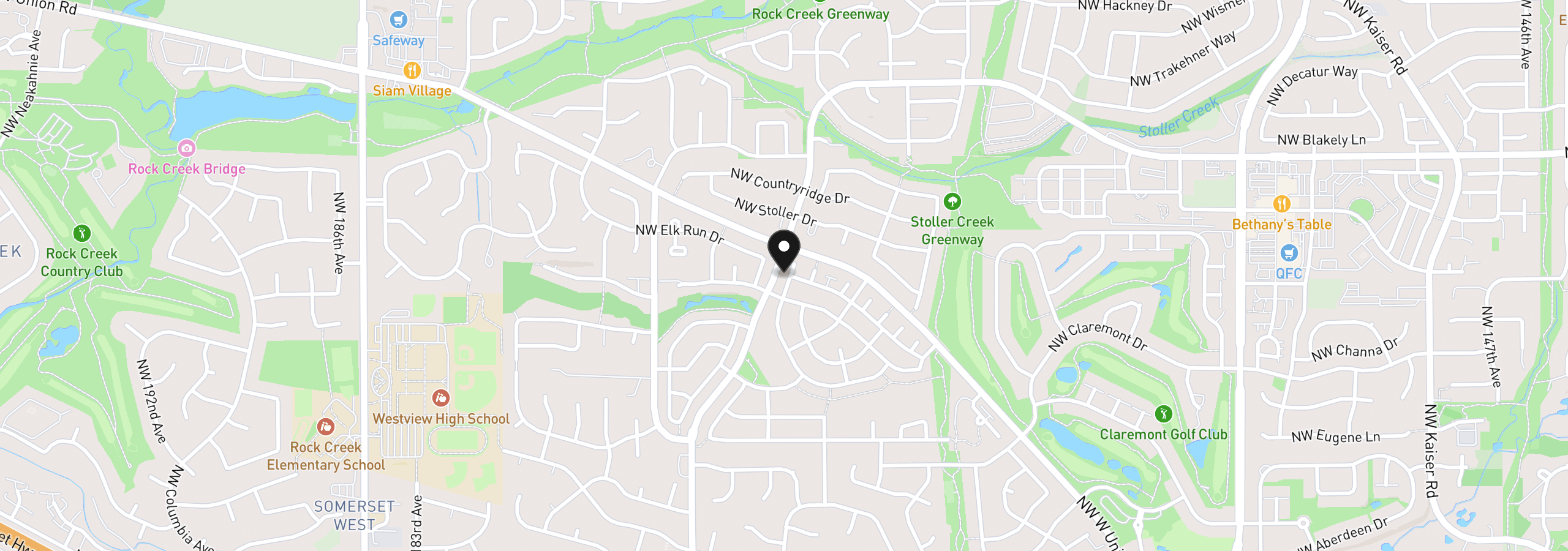 Map showing the location of 16972 NW Arizona Dr, Beaverton, OR 97006