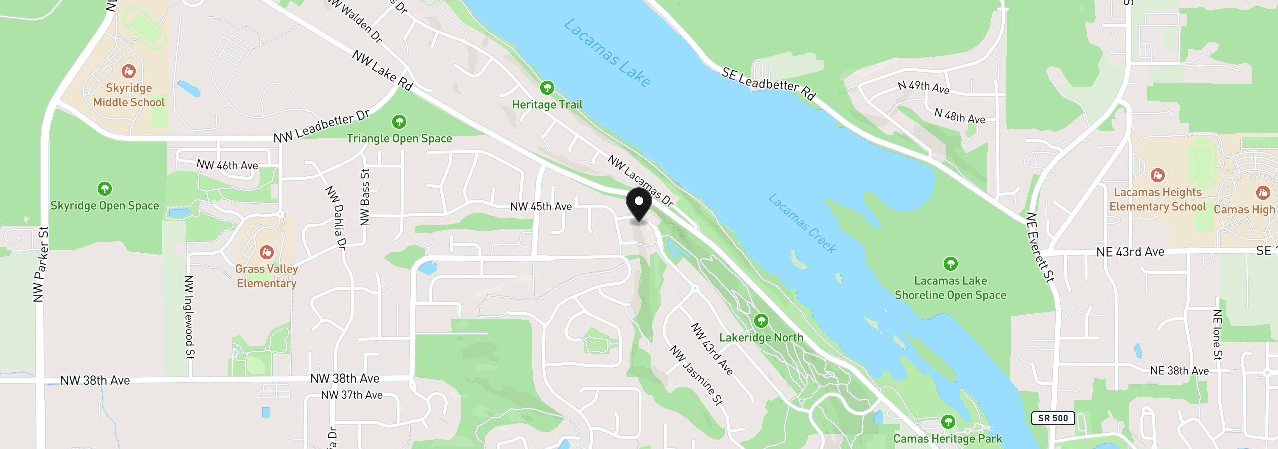 Map showing the location of 1506 NW 44th Ave, Camas, Wa 98607
