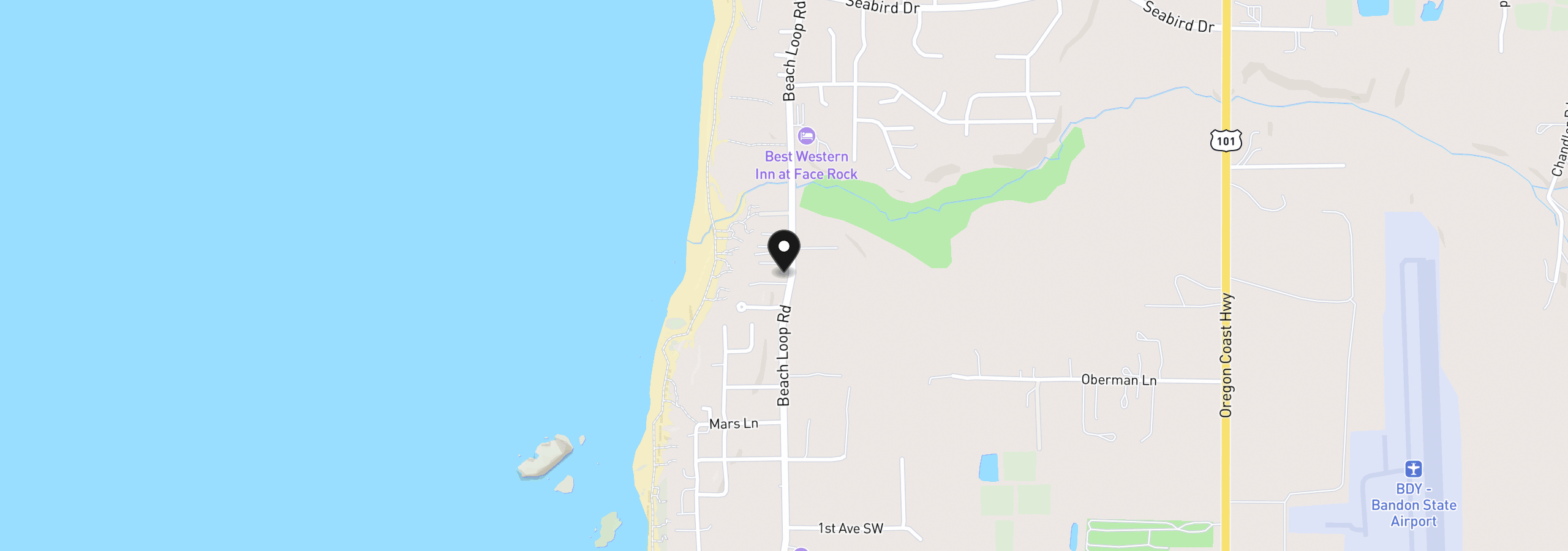 Map showing the location of 3956 Beach Loop Dr SW, Bandon, OR 97411