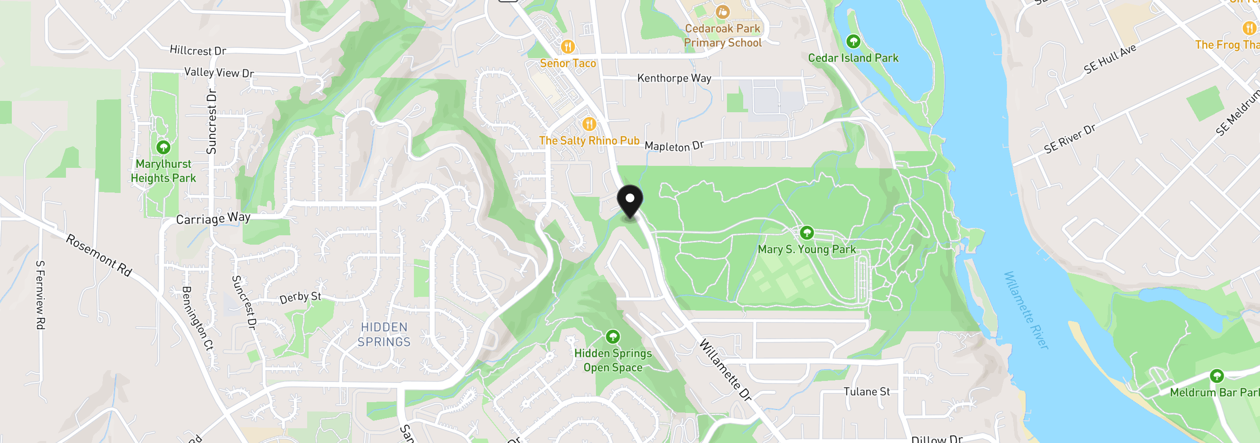 Map showing the location of 19885 Willamette Dr, West Linn, OR 97068