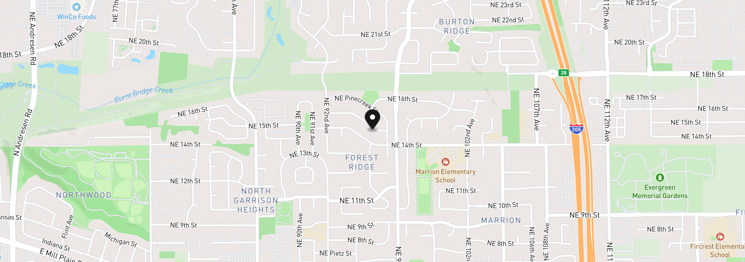 Map showing the location of 9509 NE Ferngrove St, Vancouver, Wa 98664