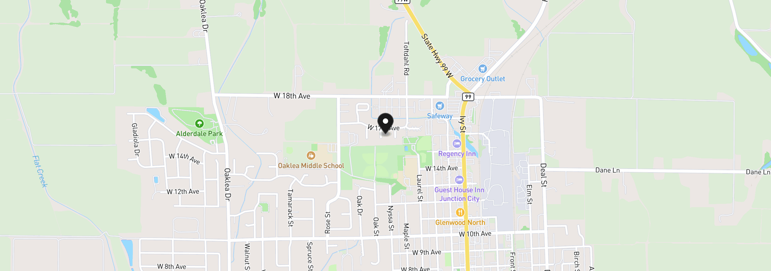 Map showing the location of 953 W 17Th Ave, Junction City, OR 97448