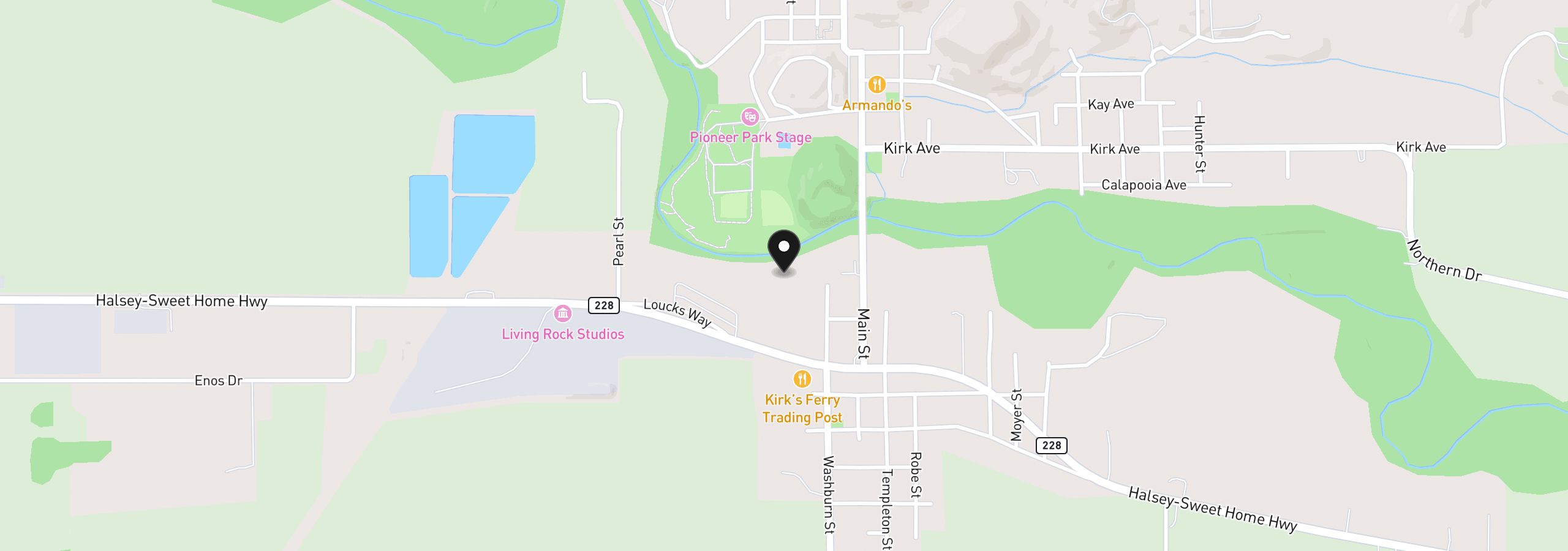 Map showing the location of 130 Washburn St, Brownsville, OR 97327