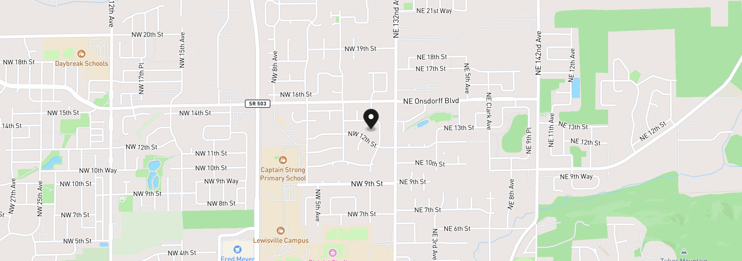 Map showing the location of 214 NW 12th St, Battle Ground, Wa 98604