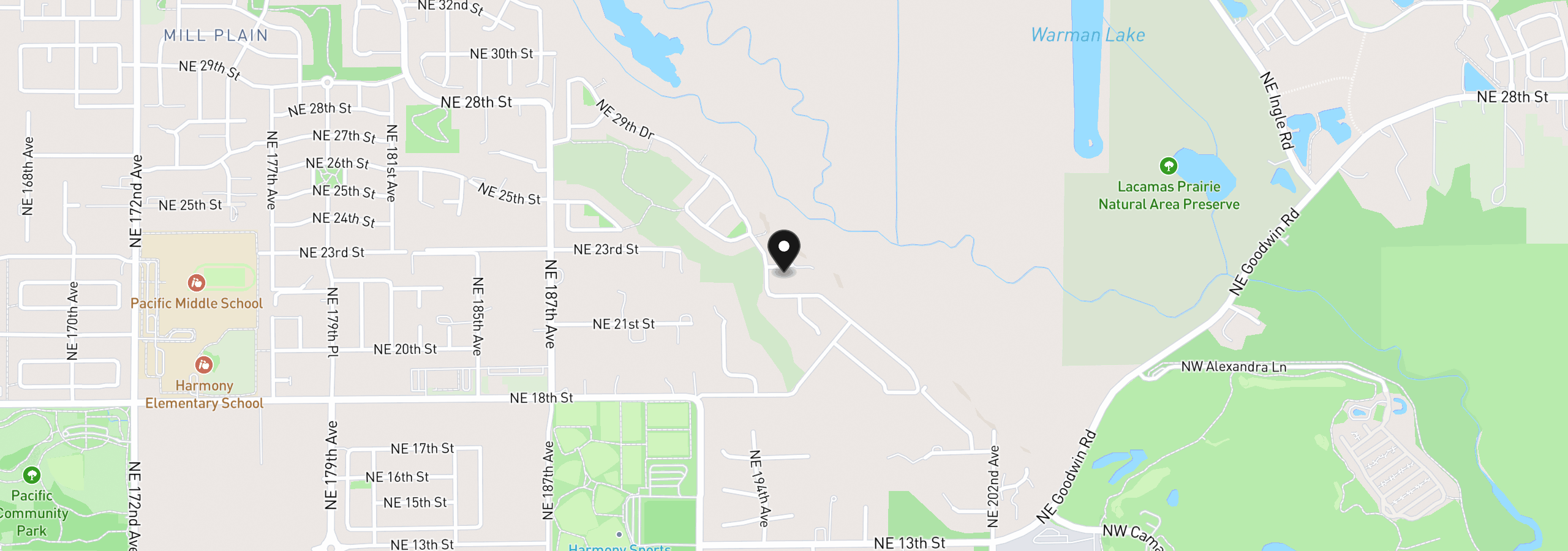 Map showing the location of 19405 NE 22nd Cir, Vancouver, Wa 98684