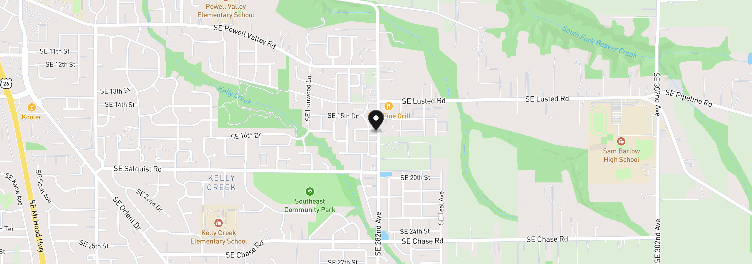 Map showing the location of 5958 SE 16th Loop, Gresham, OR 97080