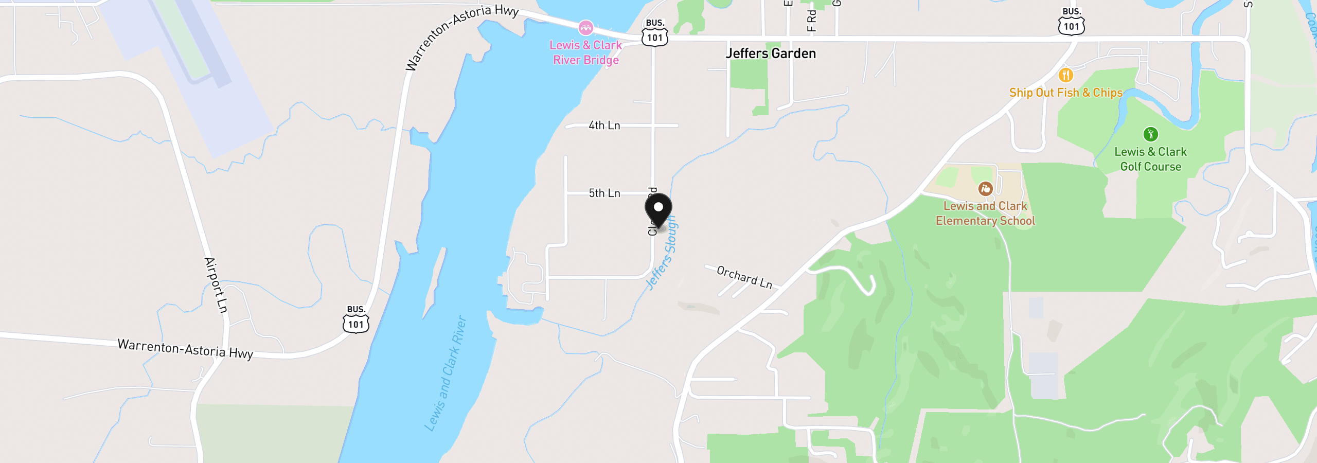 Map showing the location of 92173 Clover Rd, Astoria, OR 97103