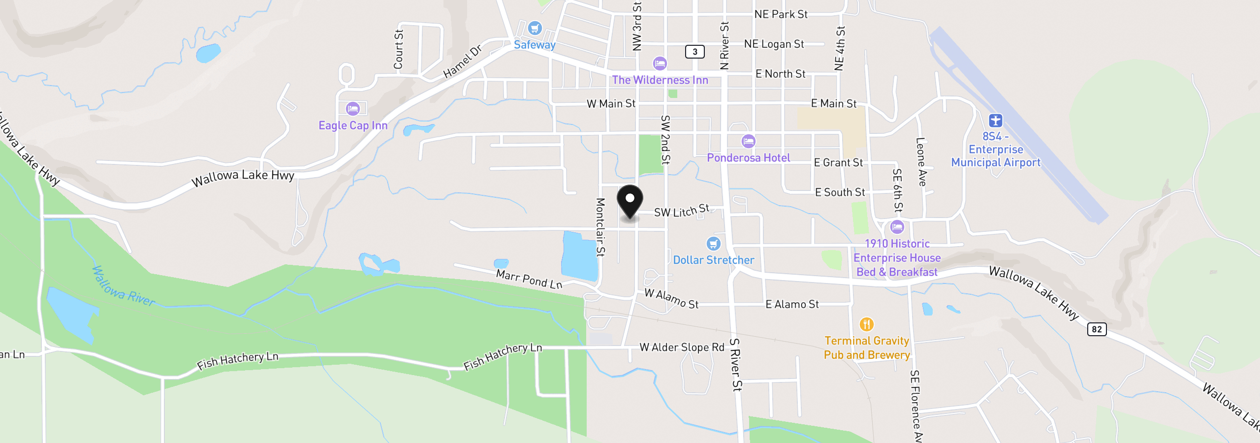 Map showing the location of 502 Depot St, Enterprise, OR 97828