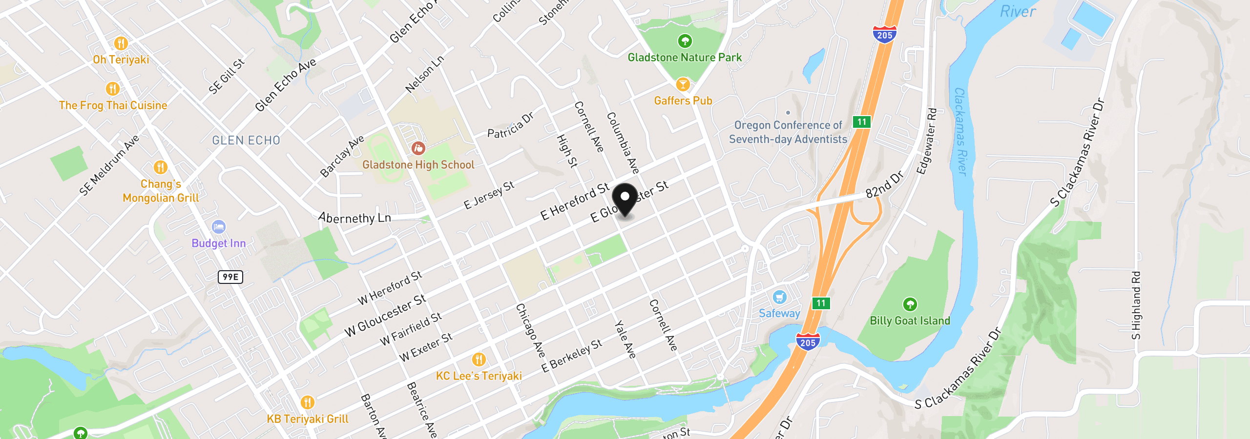 Map showing the location of 520 E Fairfield St, Gladstone, OR 97027