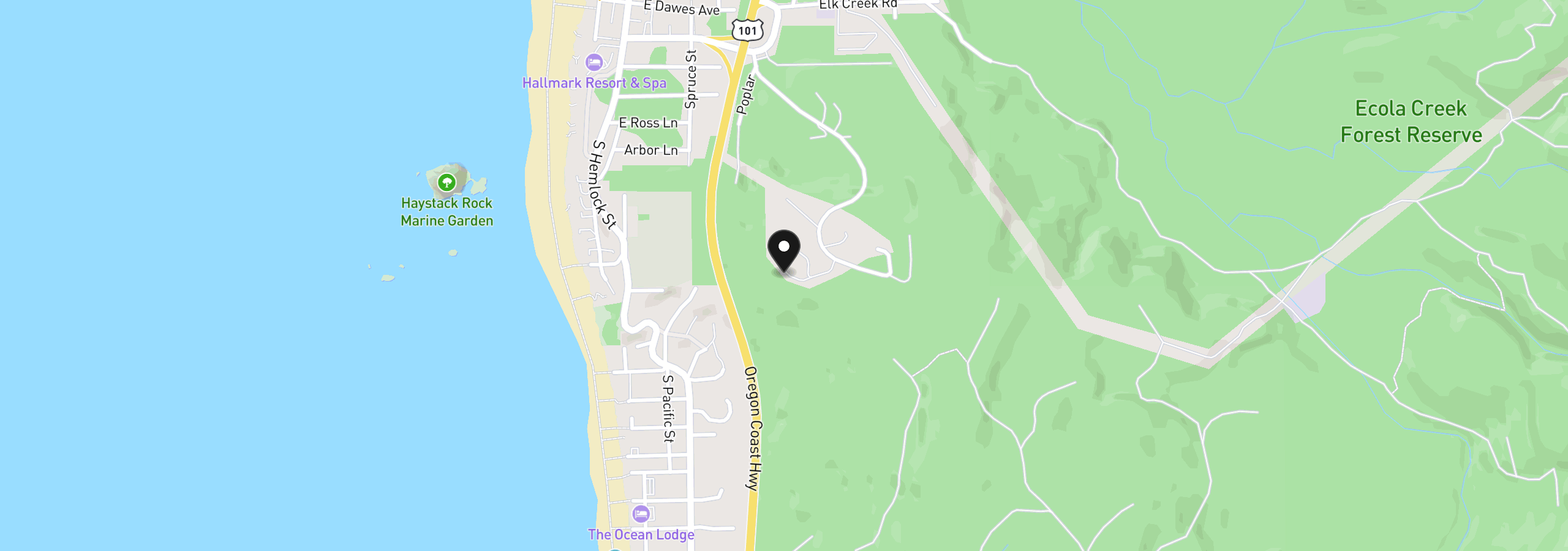 Map showing the location of 3 Seascape, Cannon Beach, OR 97110