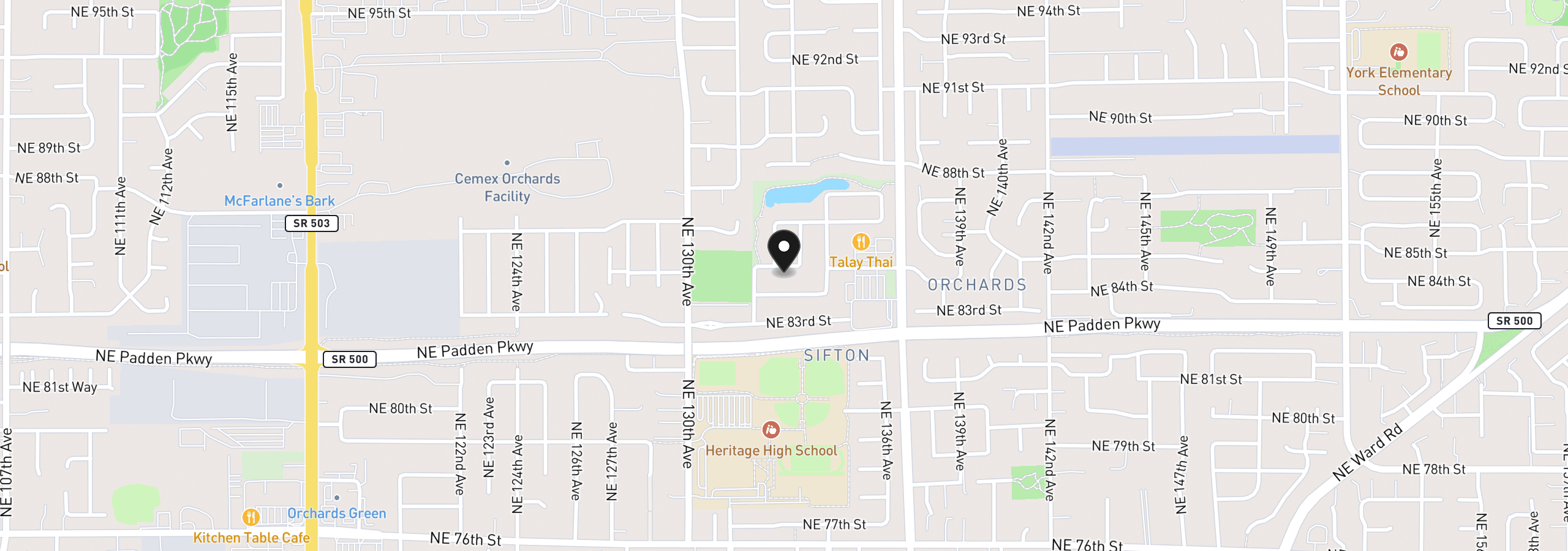 Map showing the location of 13307 NE 84th St, Vancouver, Wa 98682