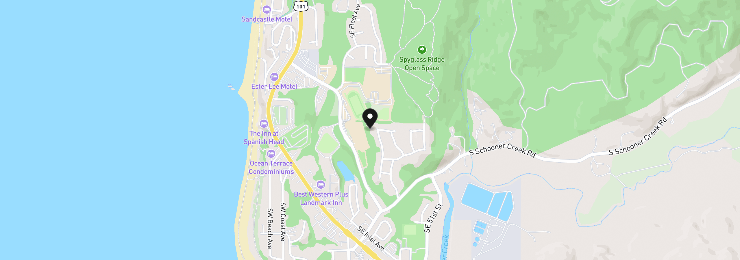 Map showing the location of 4145 SE Inlet Ave, Lincoln City, OR 97367