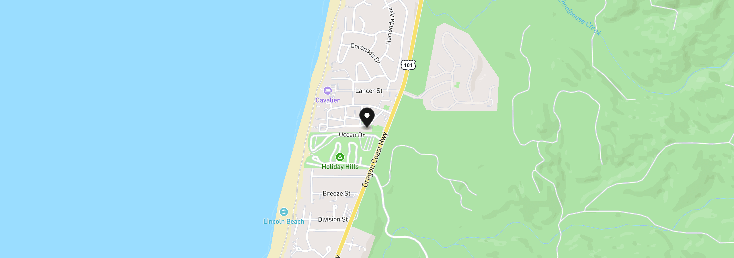 Map showing the location of 120 Bella Beach Dr, Depoe Bay, OR 97341