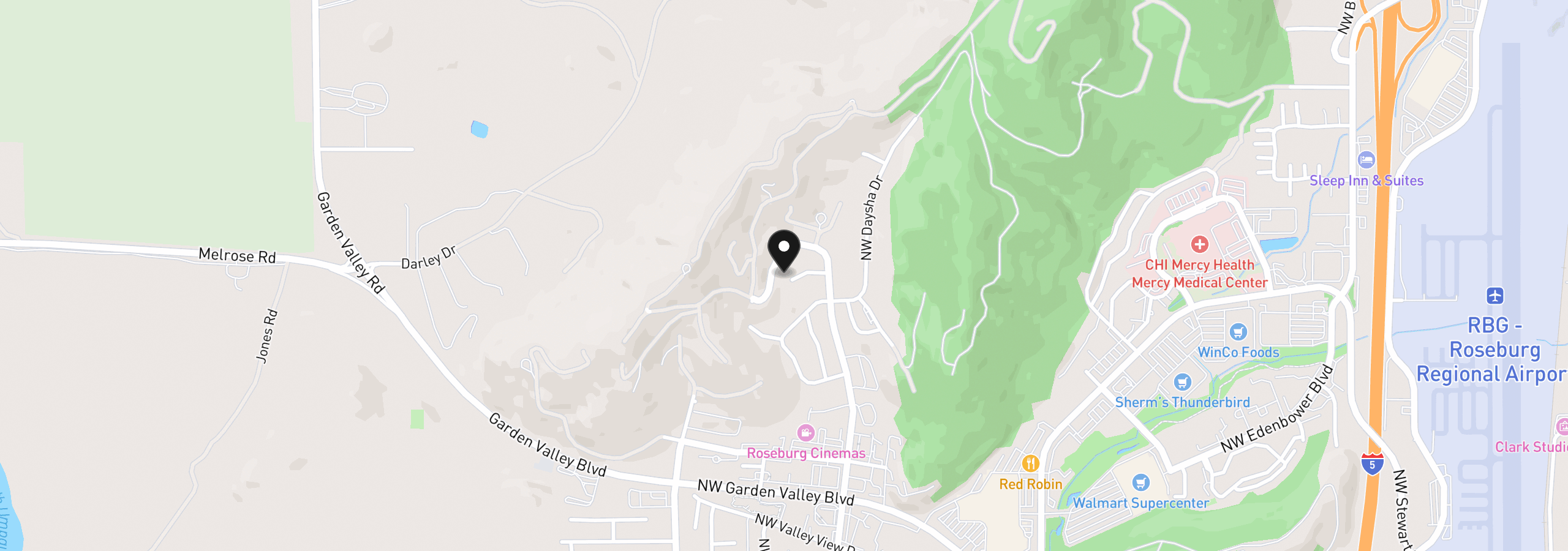Map showing the location of 169 NW Brent Ct, Roseburg, OR 97471