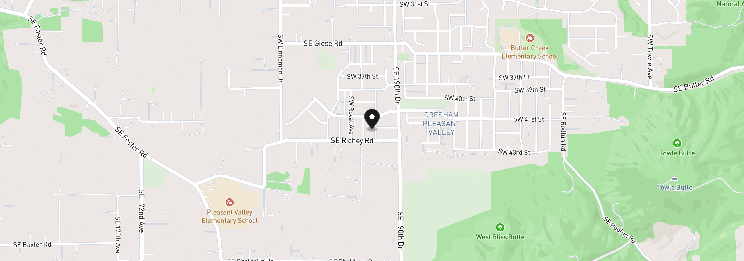 Map showing the location of 4202 SW Thomas Ave, Gresham, OR 97080