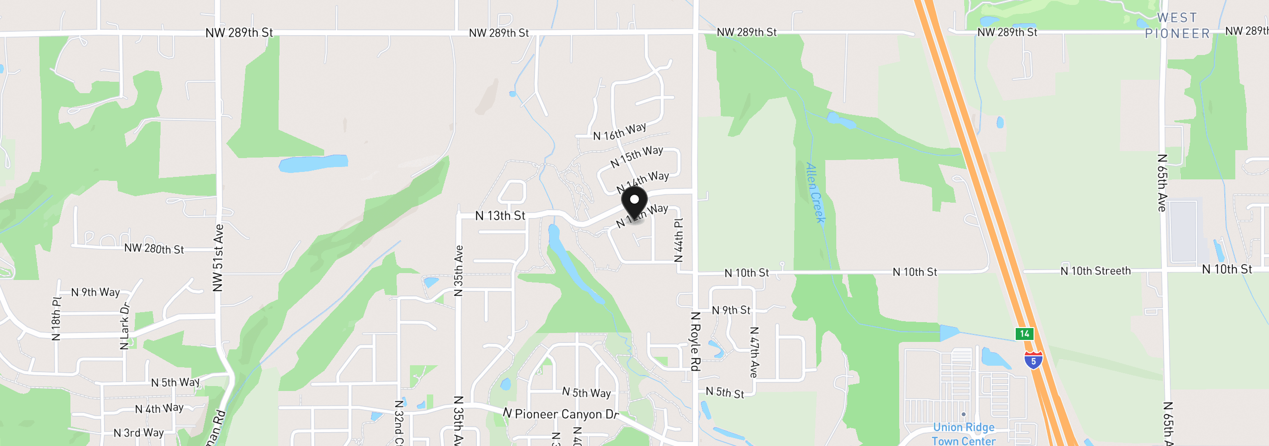 Map showing the location of 4116 N 12th Way, Ridgefield, Wa 98642