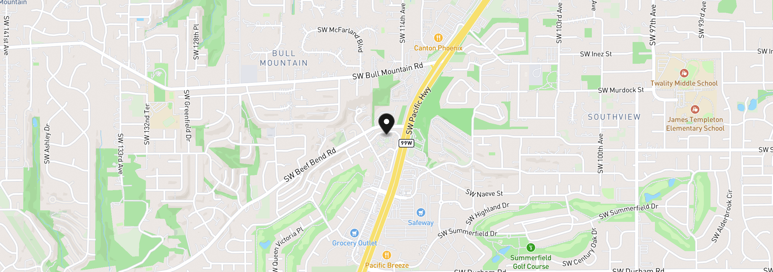 Map showing the location of 11490 SW Crown Dr 2, King City, OR 97224