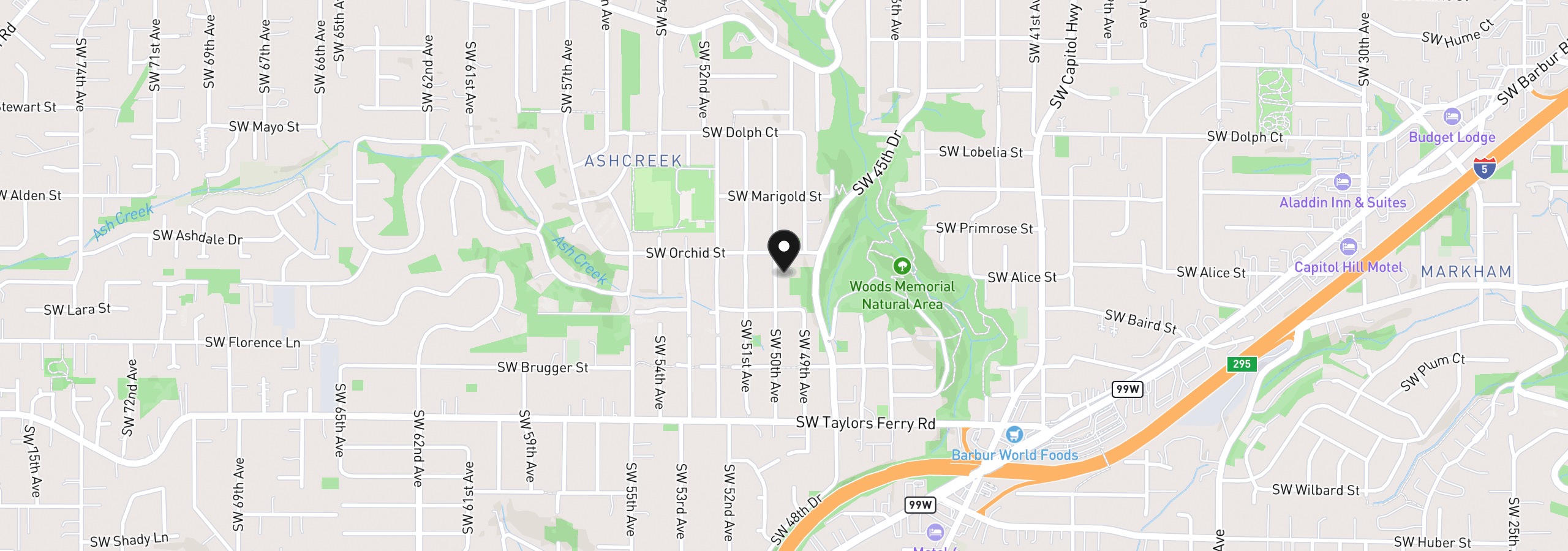 Map showing the location of 9228 SW 50th Ave, Portland, OR 97219