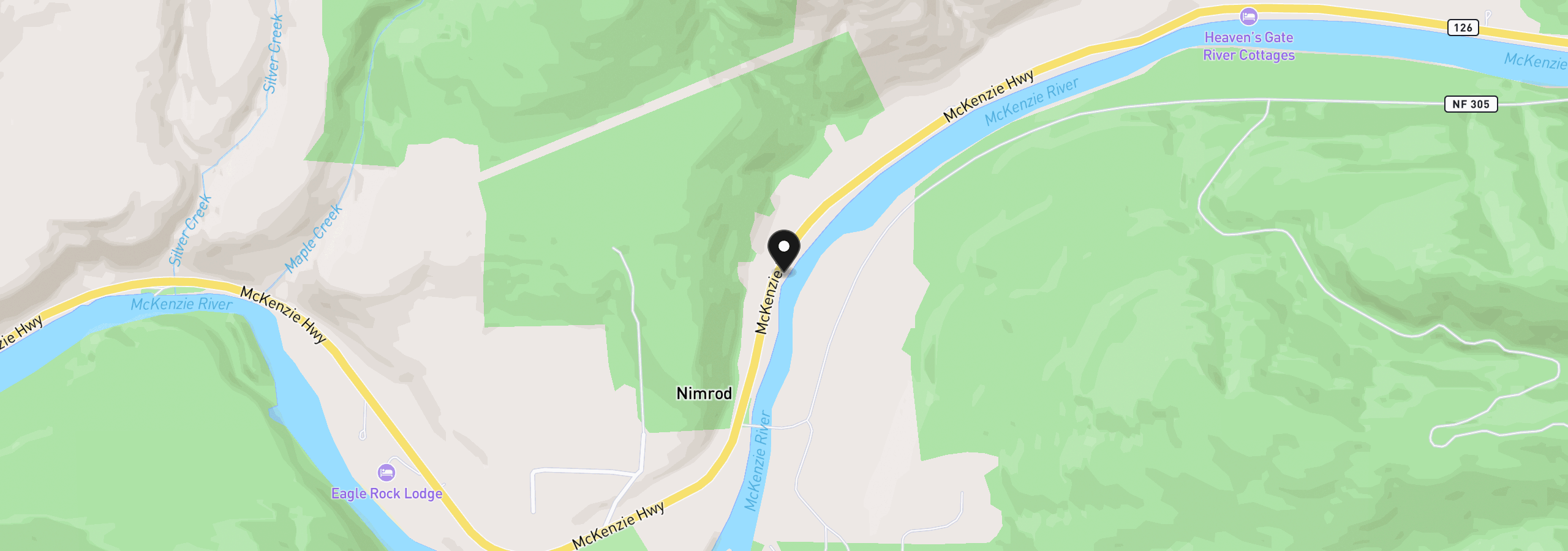 Map showing the location of 49570 McKenzie Hwy, Vida, OR 97488