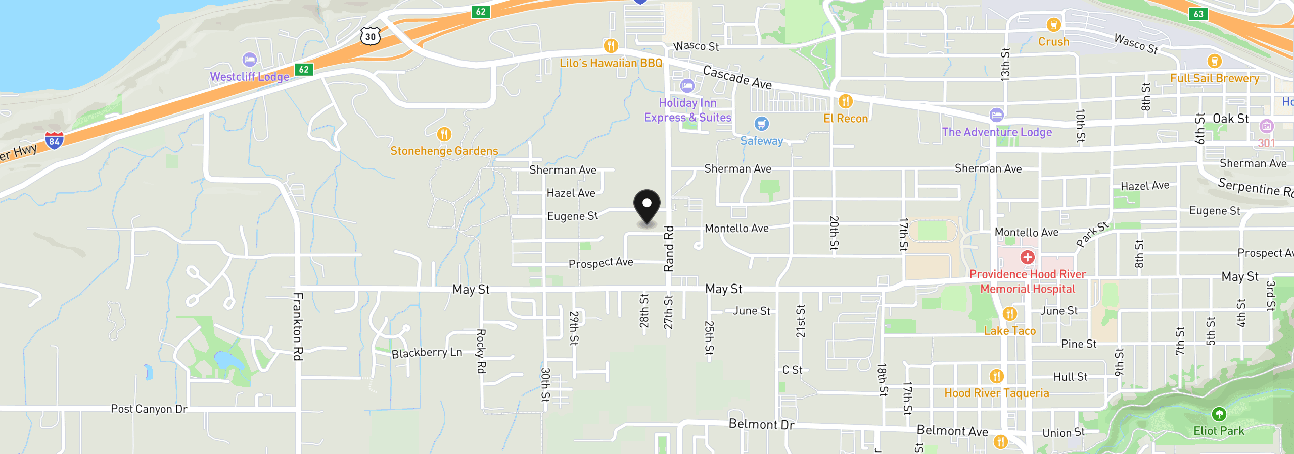 Map showing the location of 2752 Montello Ave, Hood River, OR 97031