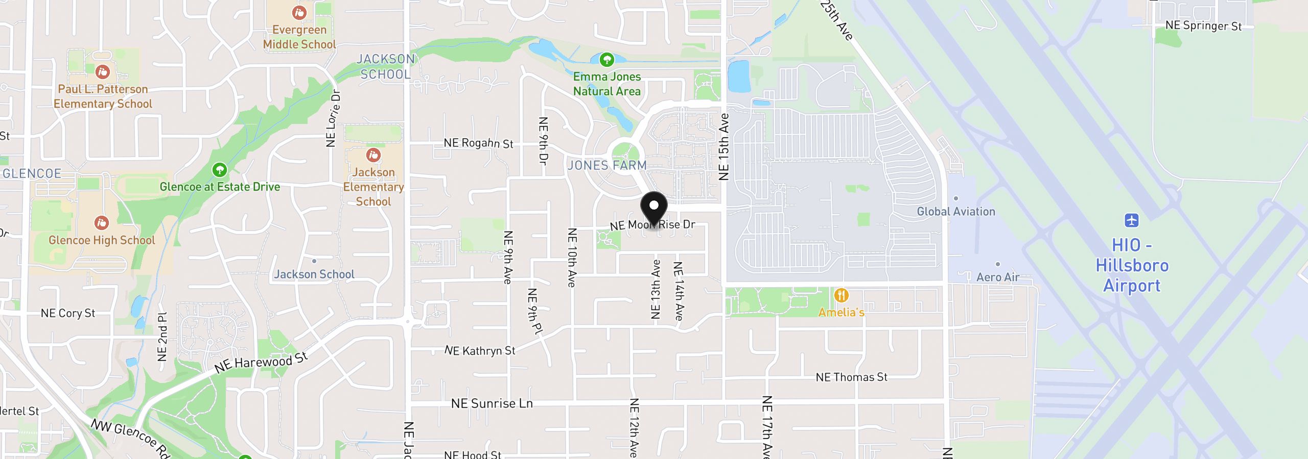 Map showing the location of 2385 NE 13th Way, Hillsboro, OR 97124