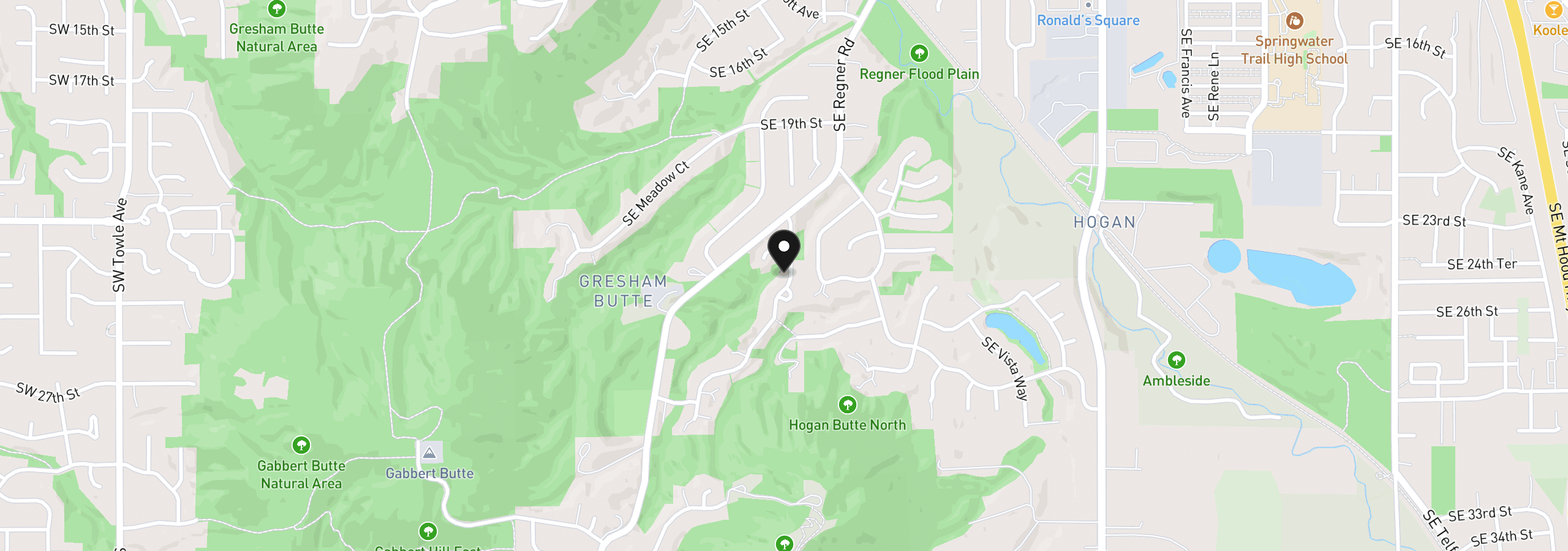 Map showing the location of 2427 SE Elliott Dr, Gresham, OR 97080
