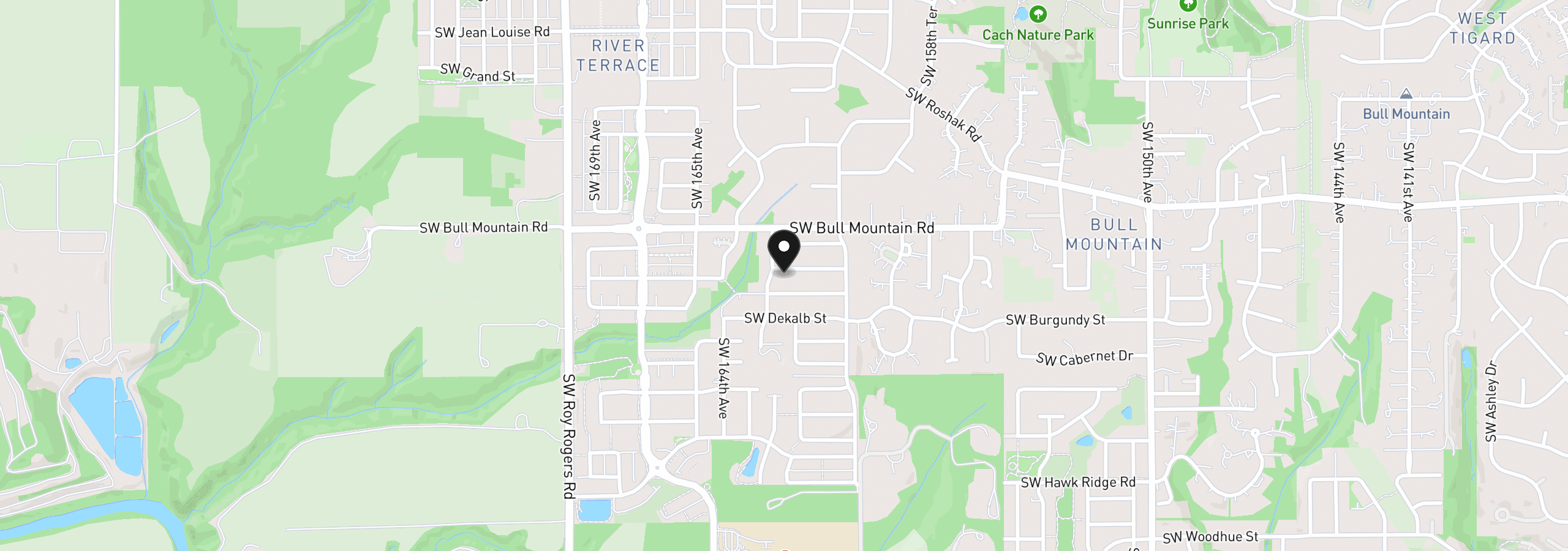 Map showing the location of 16262 SW Cooper Ln, Tigard, OR 97224