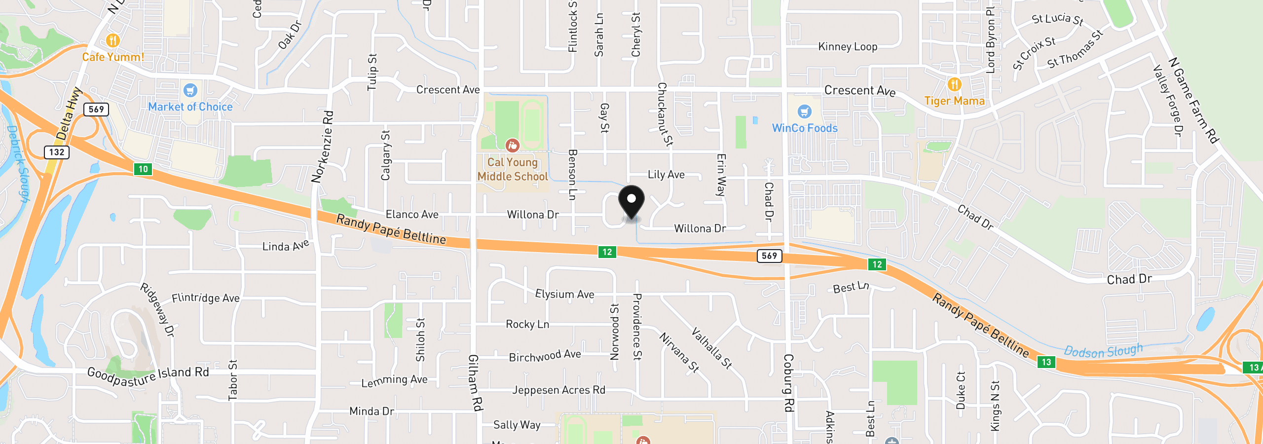 Map showing the location of 2337 Willona Park, Eugene, OR 97408
