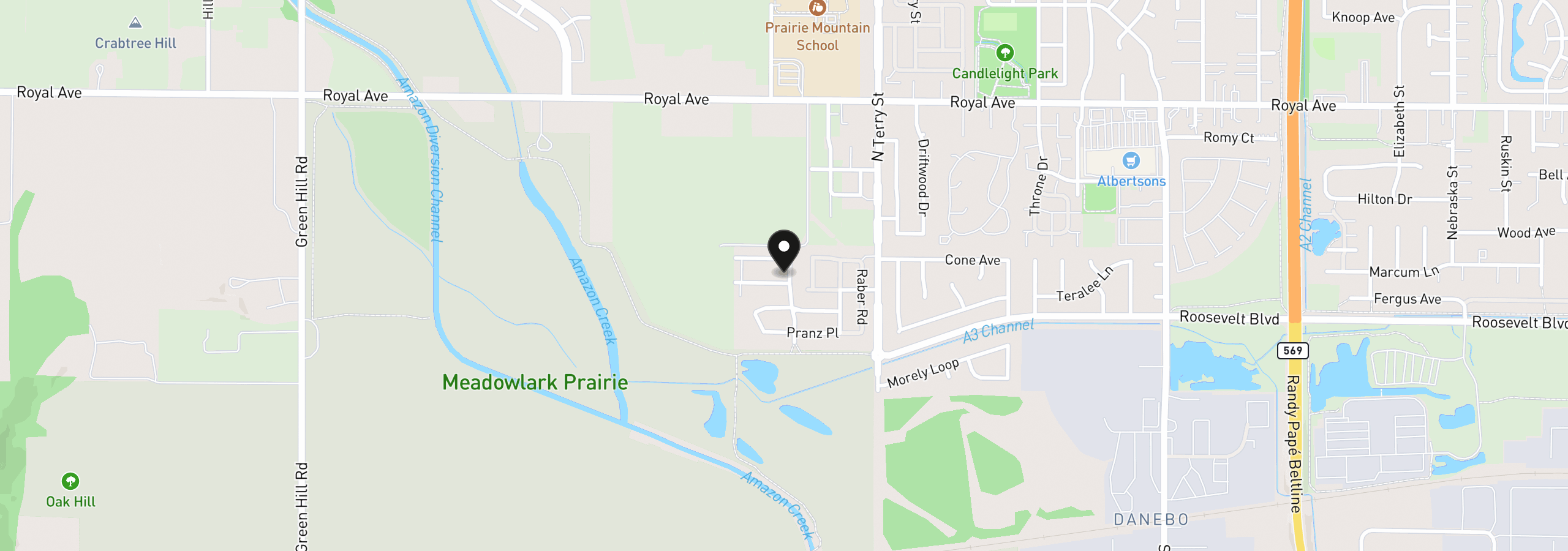 Map showing the location of 604 Murin St, Eugene, OR 97402
