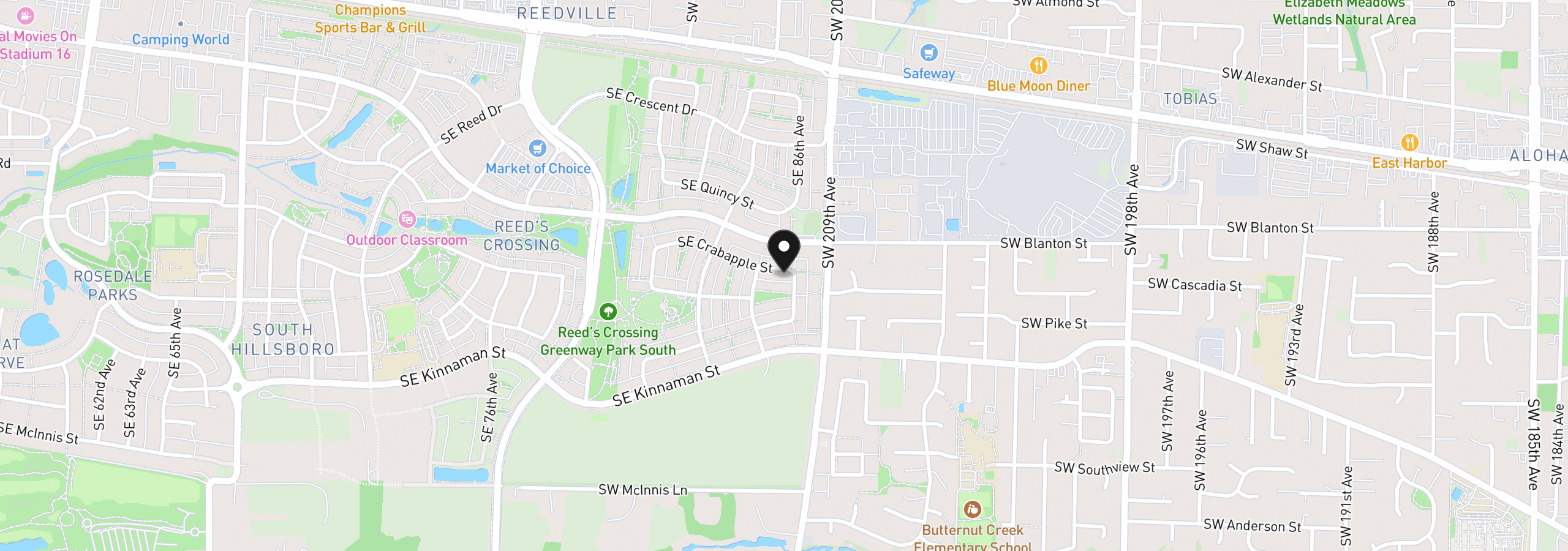 Map showing the location of 8582 SE Crabapple St, Hillsboro, OR 97129