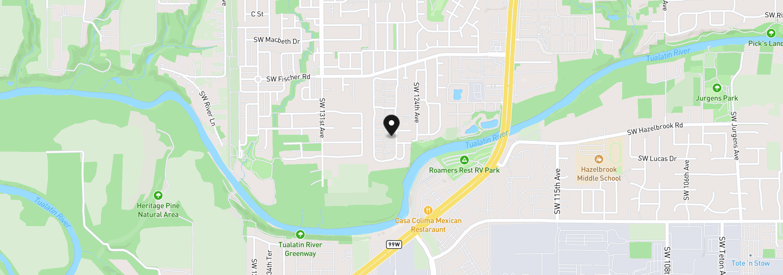 Map showing the location of 17095 SW Eldorado Dr, Tigard, OR 97224