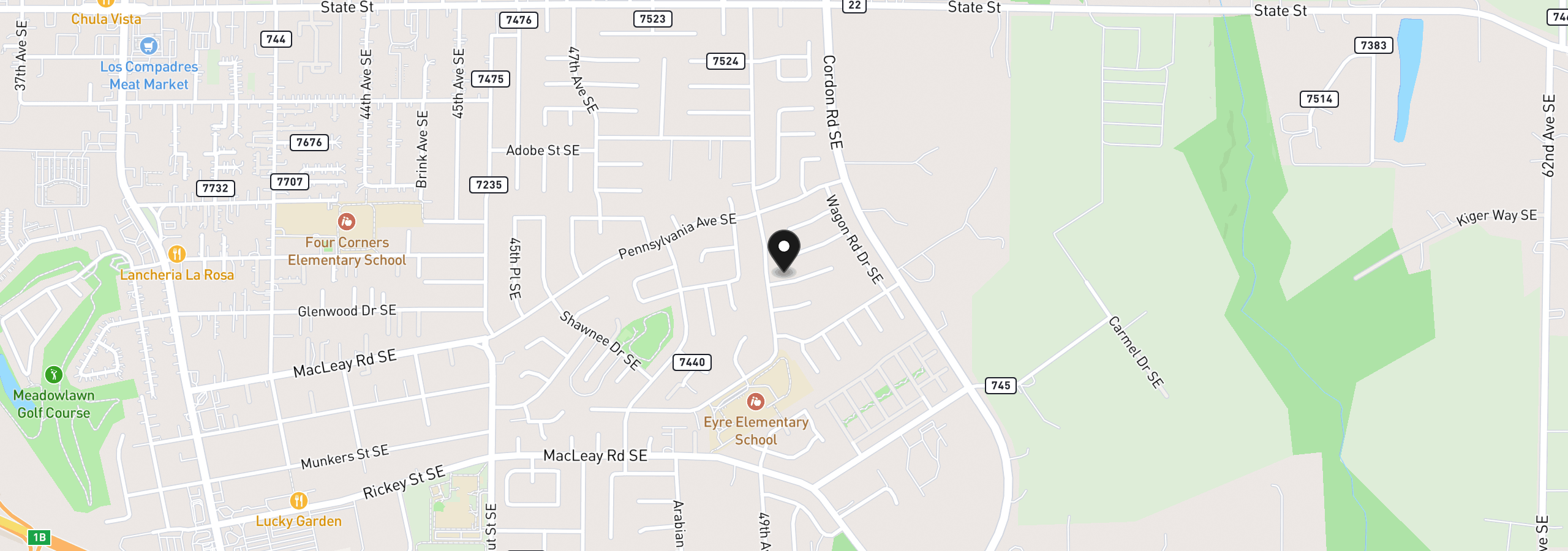Map showing the location of 4915 Wagon Rim Ct SE, Salem, OR 97317