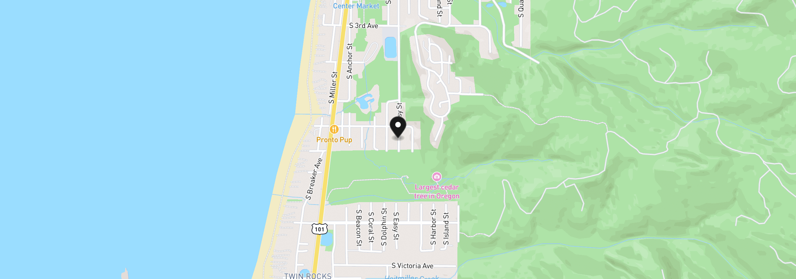 Map showing the location of 645 S Easy St, Rockaway Beach, OR 97136