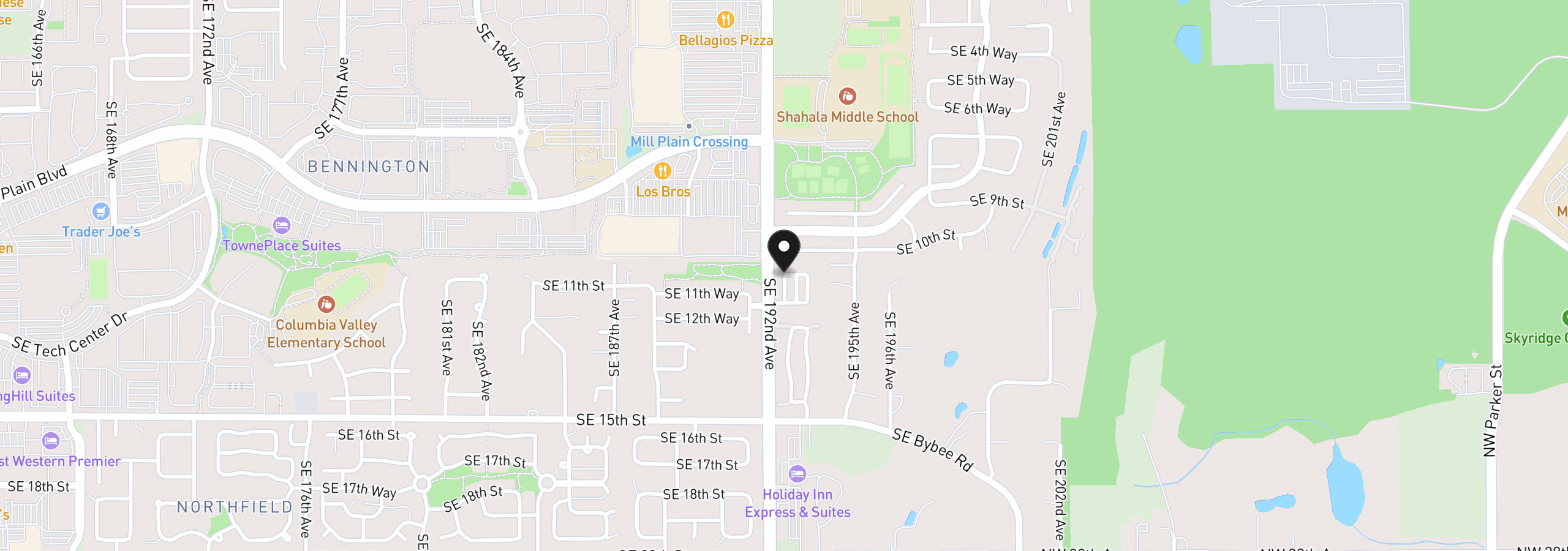 Map showing the location of 1114 SE 193rd Pl, Camas, Wa 98607