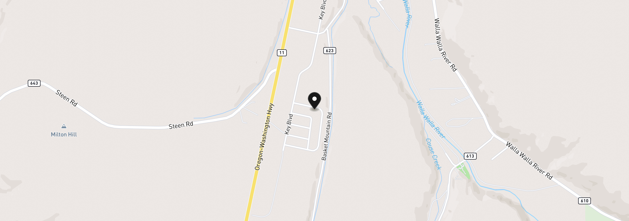 Map showing the location of 10 Lewis Cir, Milton-Freewater, OR 97862