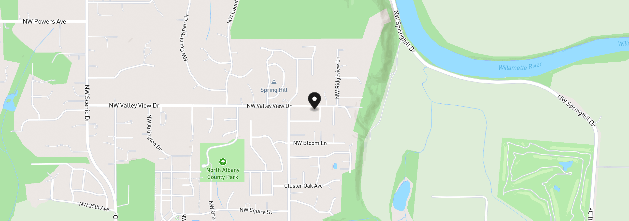 Map showing the location of 2040 Valley View Dr, Albany, OR 97321