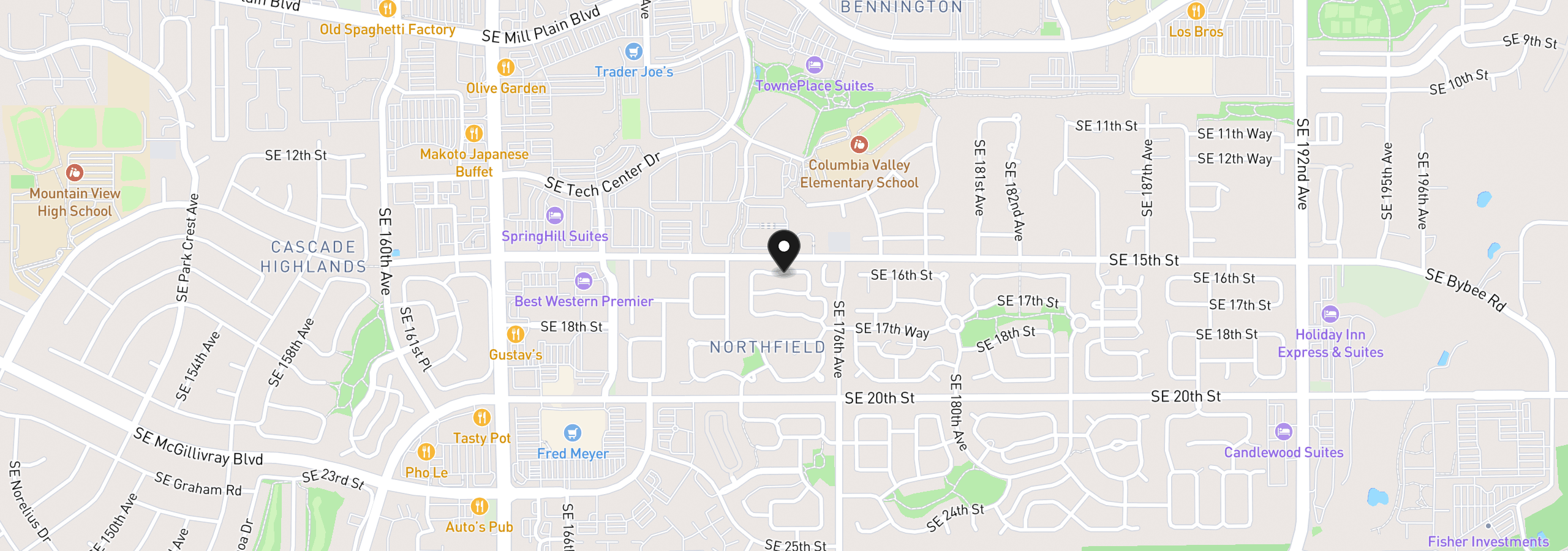 Map showing the location of 17311 SE 15th Way, Vancouver, Wa 98683